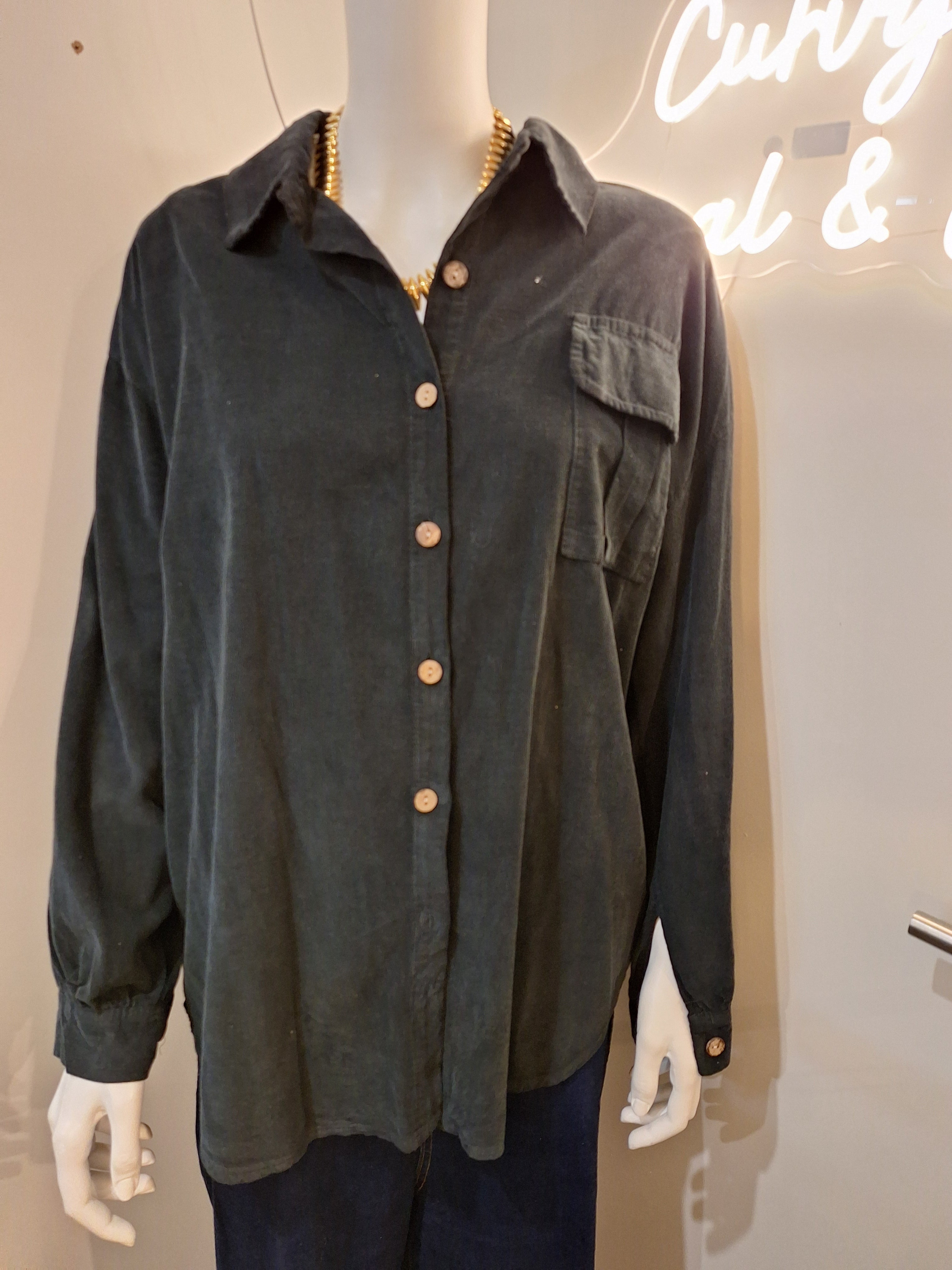 Chemise velours à poche