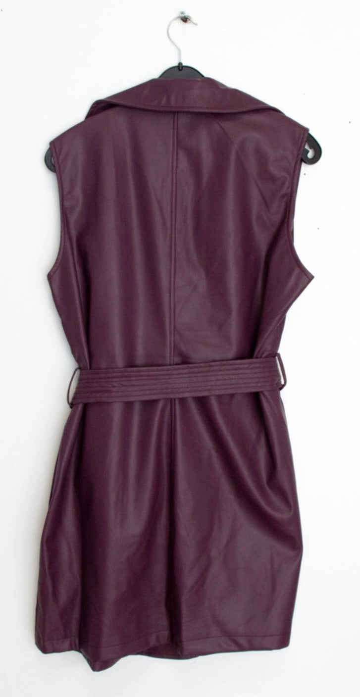 Blazer sans manche simili cuir