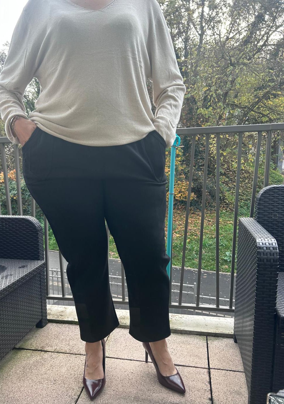 Pantalon tailleur suédine