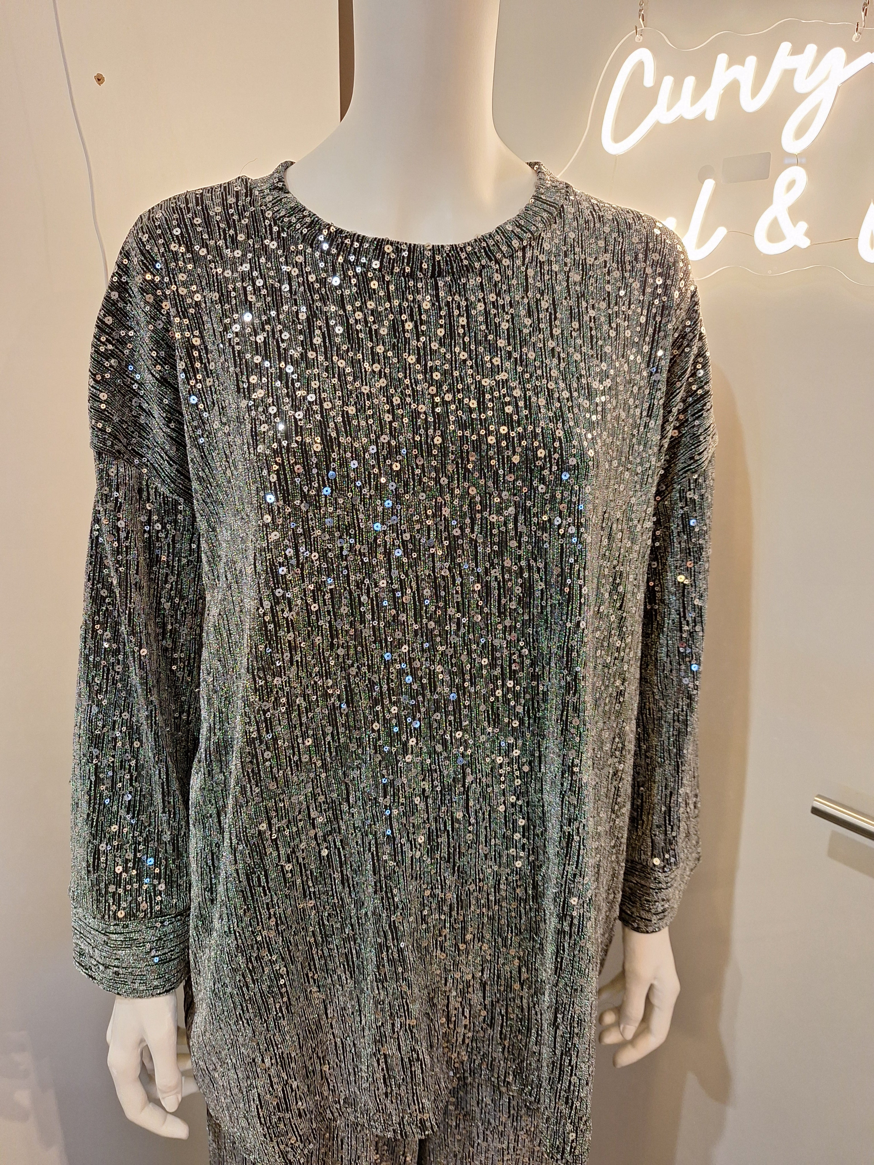 Ensemble deux pièces sequins argenté