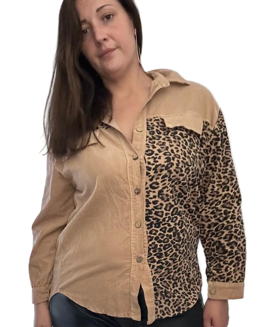 Chemise velours et léopard