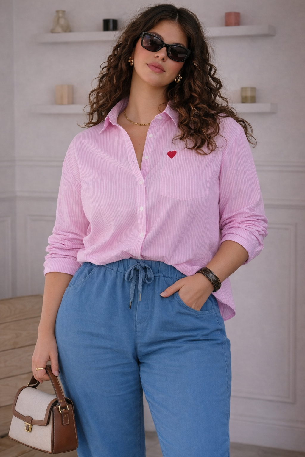 Chemise à rayures coeur